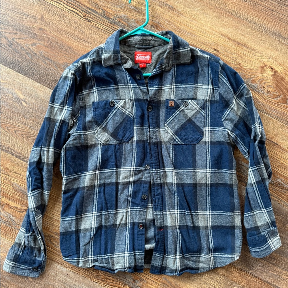 Coleman Blue and Gray Plaid Button Down Shirt